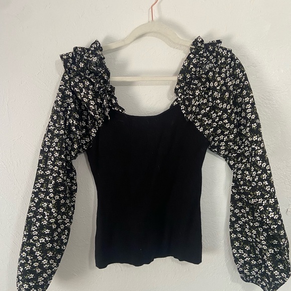 By Anthropologie Woven Ruffle-Sleeve Sweater - Picture 6 of 8